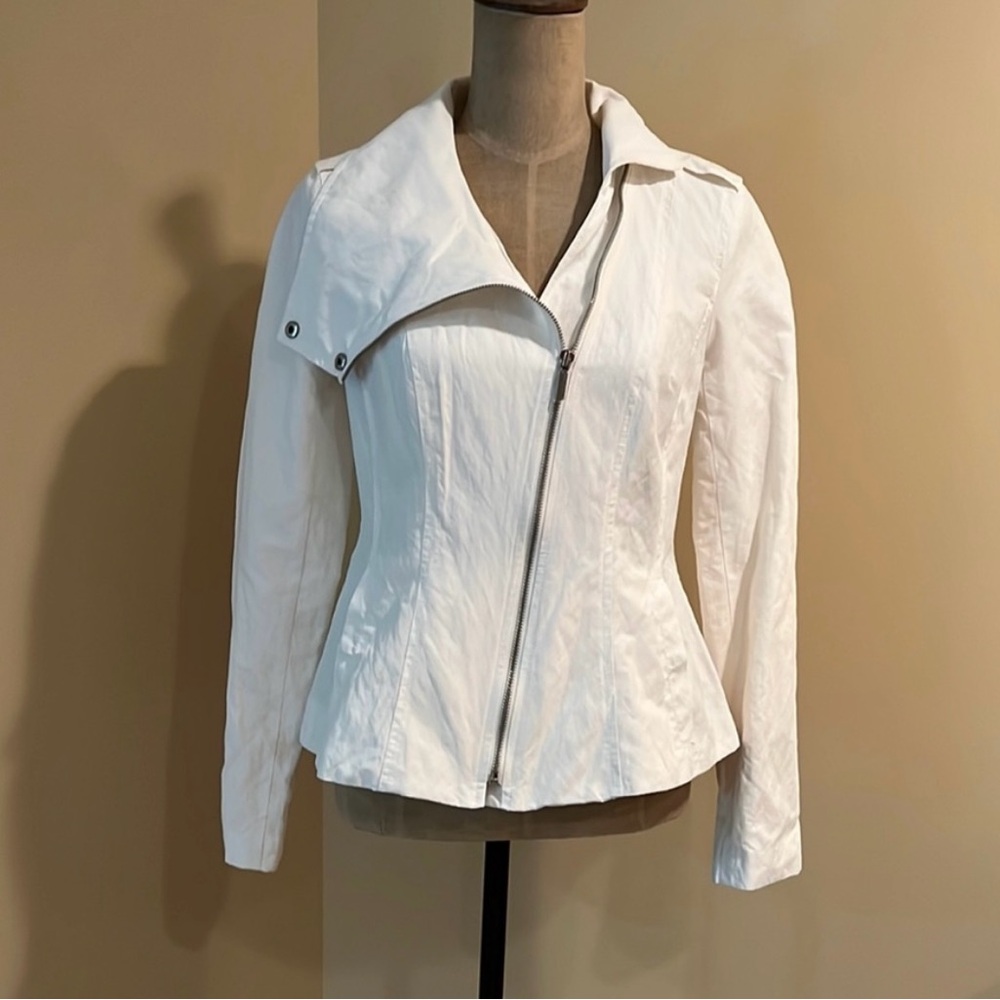 Armani Exchange White Asymmetrical Jacket Size Small